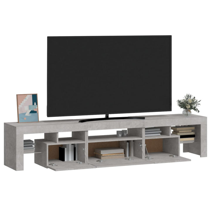 Tv-meubel met LED-verlichting 200x36,5x40 cm betongrijs