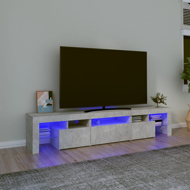 Tv-meubel met LED-verlichting 200x36,5x40 cm betongrijs