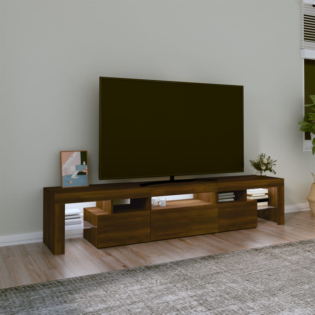 Tv-meubel met LED-verlichting 200x36,5x40 cm bruin eikenkleur