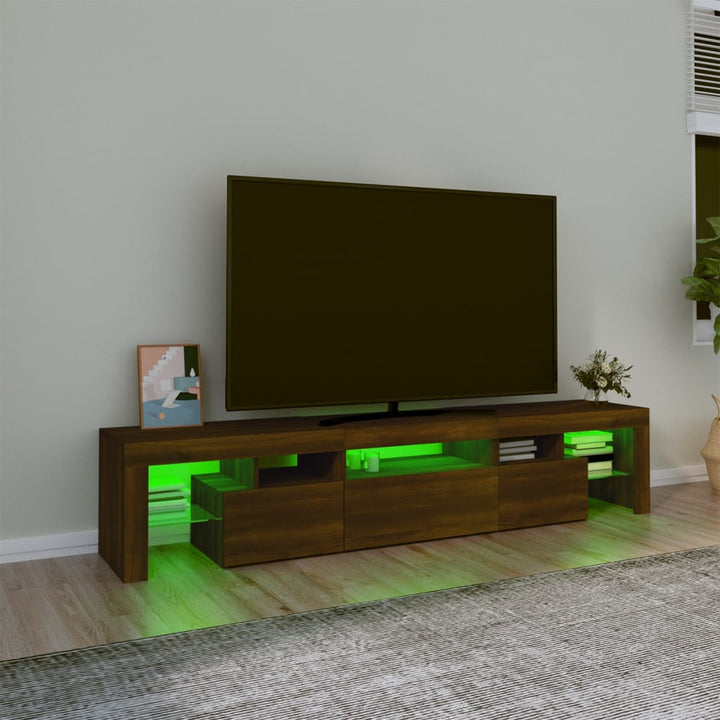 Tv-meubel met LED-verlichting 200x36,5x40 cm bruin eikenkleur