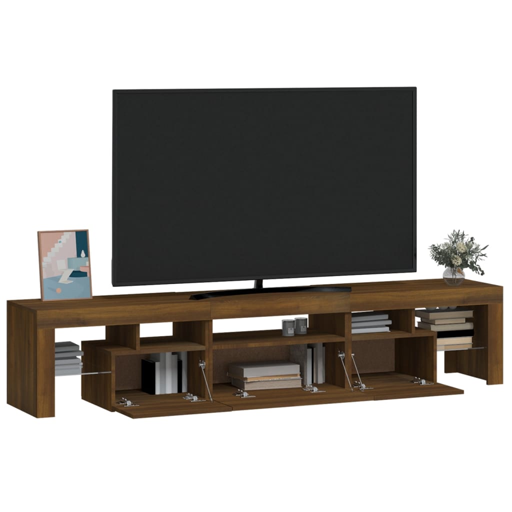 Tv-meubel met LED-verlichting 200x36,5x40 cm bruin eikenkleur