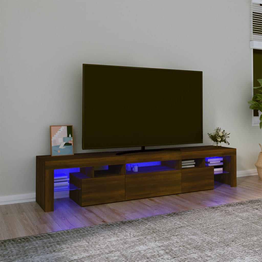 Tv-meubel met LED-verlichting 200x36,5x40 cm bruin eikenkleur