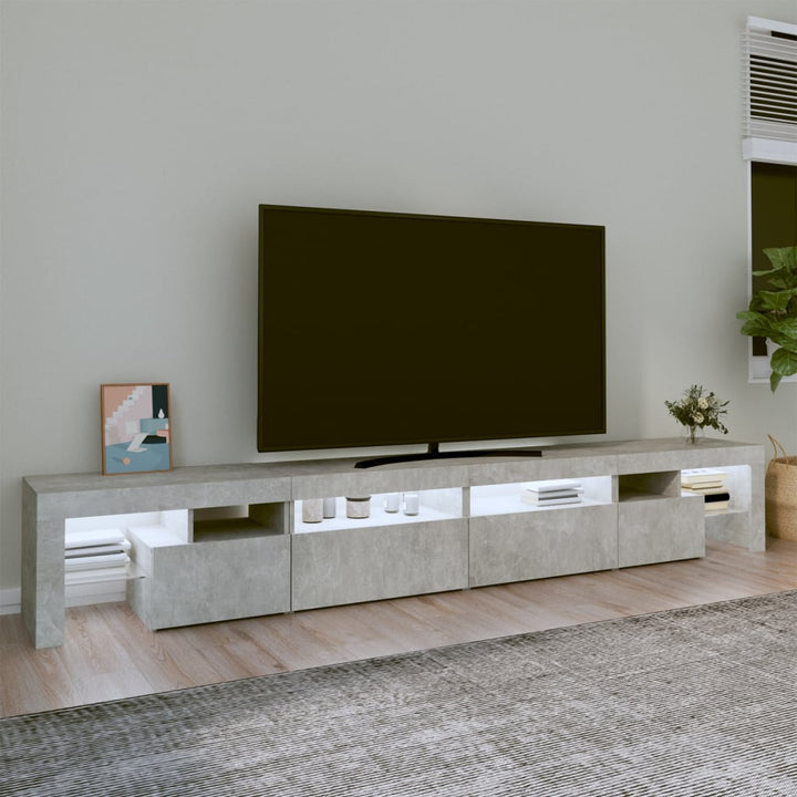 Tv-meubel met LED-verlichting 260x36,5x40 cm betongrijs