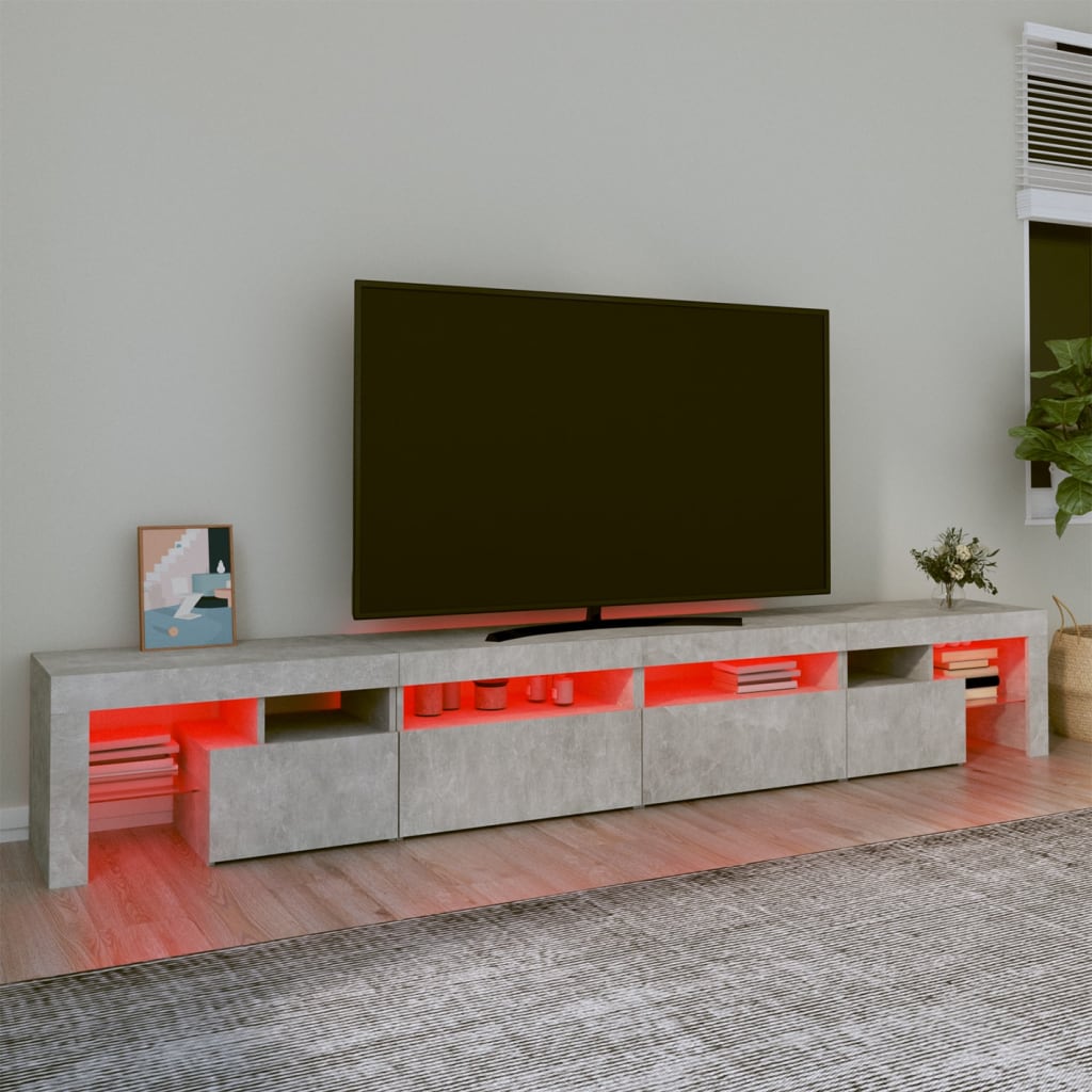 Tv-meubel met LED-verlichting 260x36,5x40 cm betongrijs