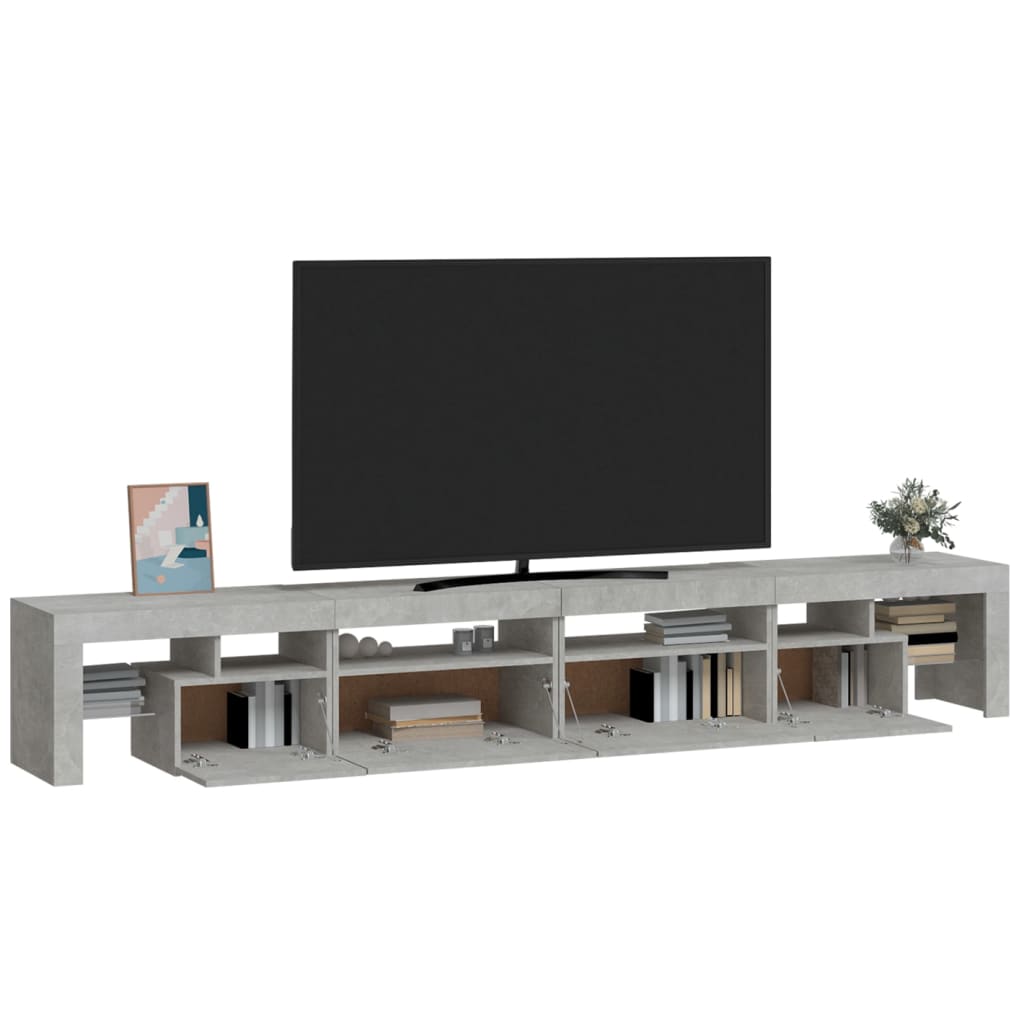 Tv-meubel met LED-verlichting 260x36,5x40 cm betongrijs