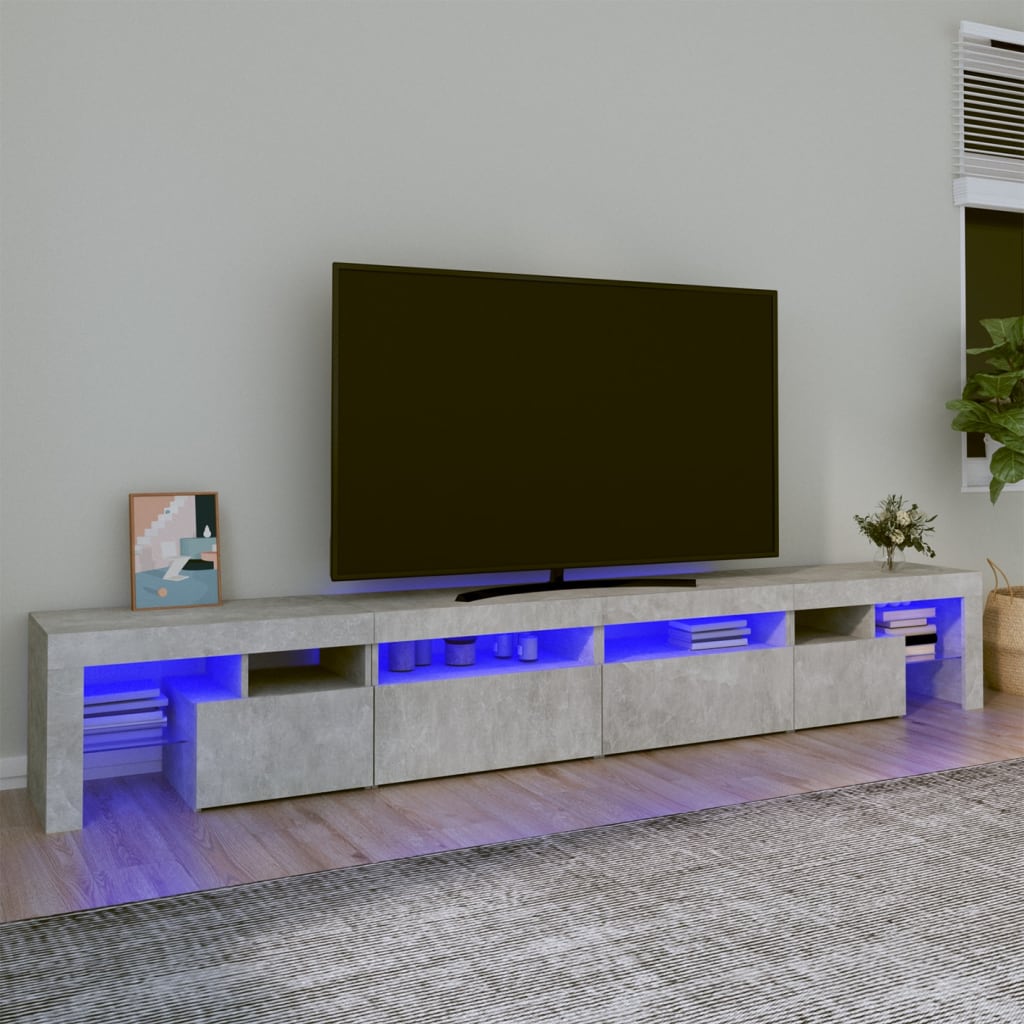 Tv-meubel met LED-verlichting 260x36,5x40 cm betongrijs