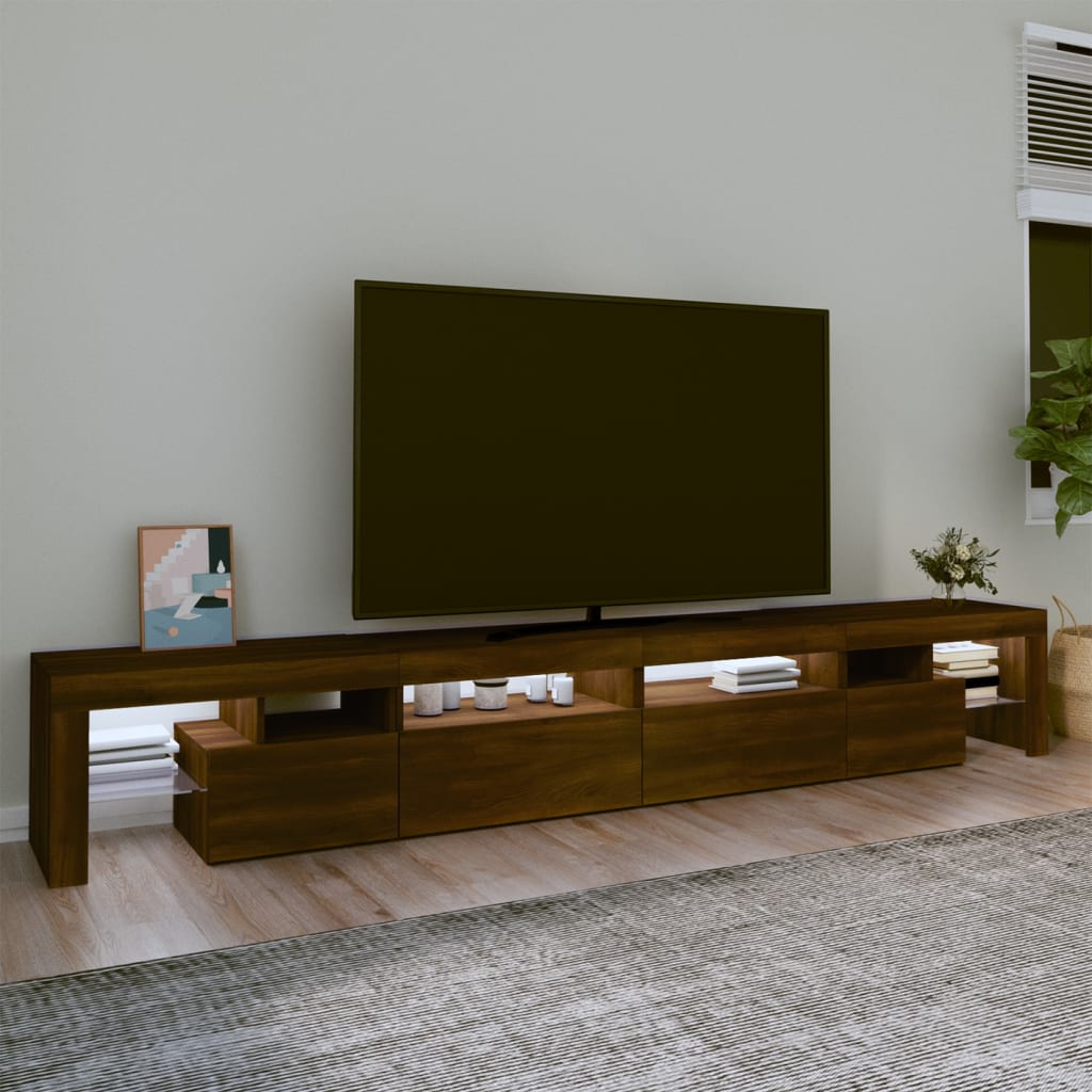 Tv-meubel met LED-verlichting 260x36,5x40 cm bruin eikenkleur