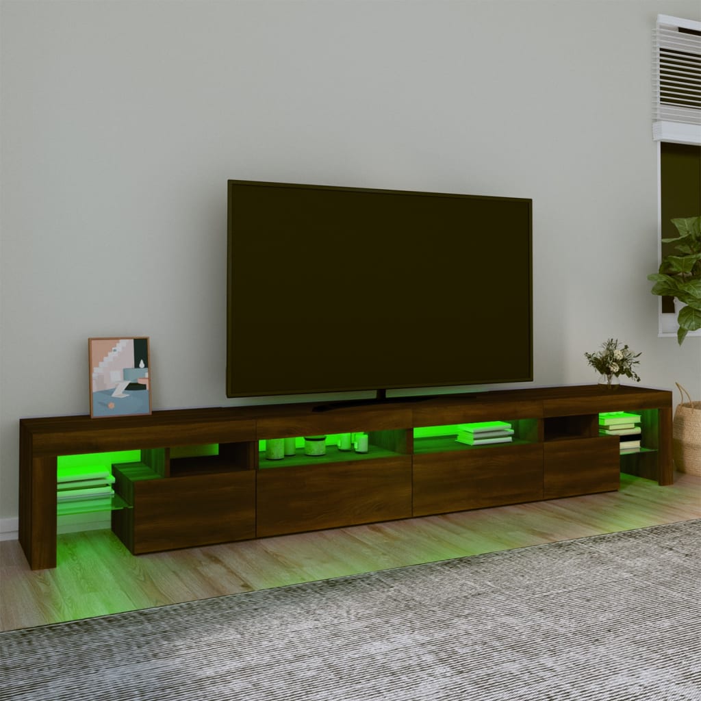 Tv-meubel met LED-verlichting 260x36,5x40 cm bruin eikenkleur