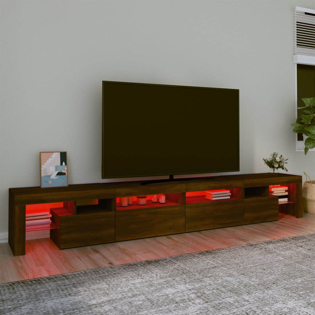 Tv-meubel met LED-verlichting 260x36,5x40 cm bruin eikenkleur