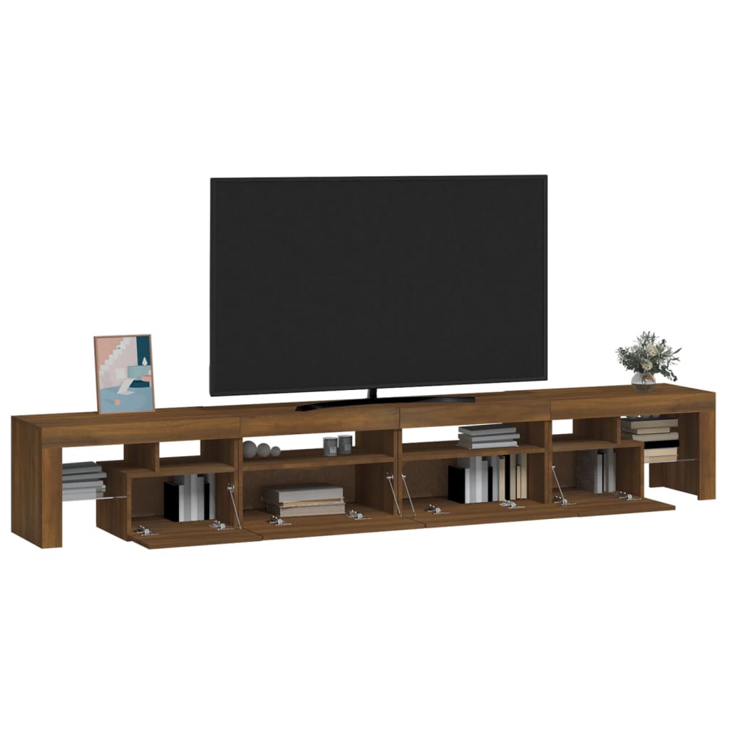 Tv-meubel met LED-verlichting 260x36,5x40 cm bruin eikenkleur