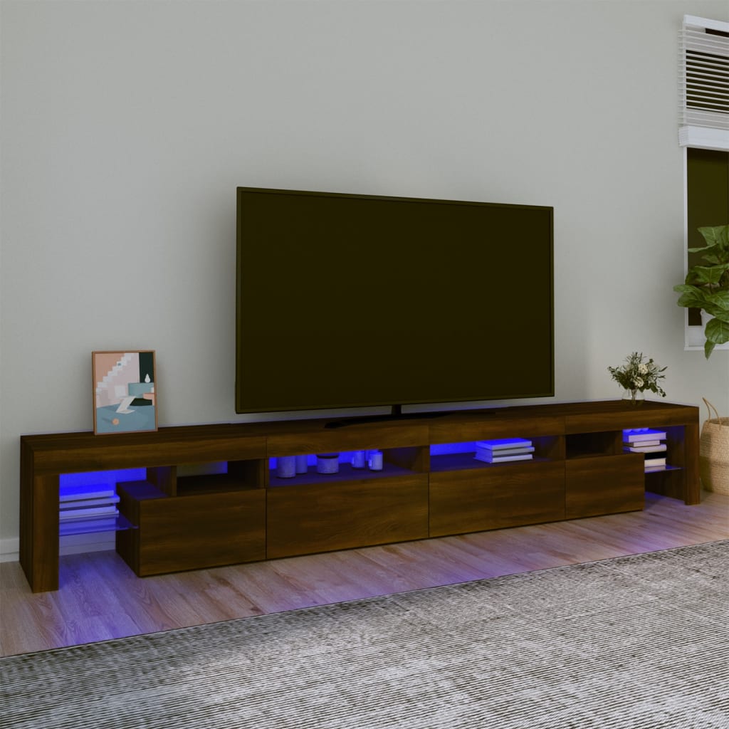 Tv-meubel met LED-verlichting 260x36,5x40 cm bruin eikenkleur