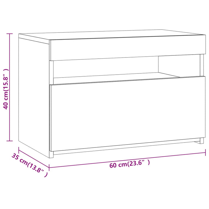 Nachtkastjes 2 st met LED-verlichting 60x35x40 cm gerookt eiken