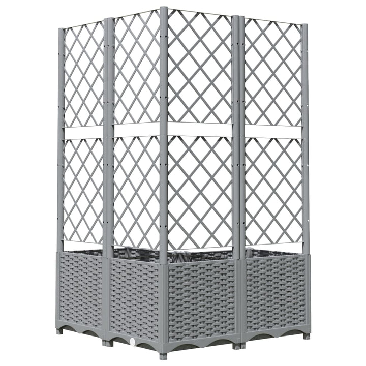 Plantenbak met latwerk 80x80x136 cm polypropeen lichtgrijs