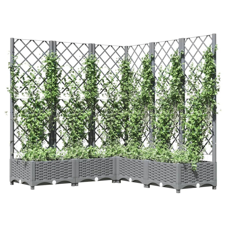 Plantenbak met latwerk 120x120x121,5 cm polypropeen lichtgrijs