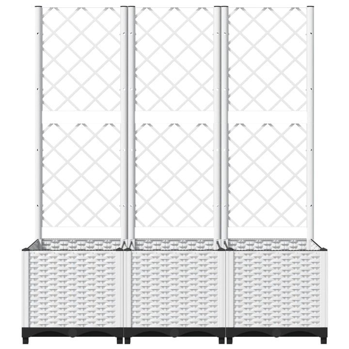 Plantenbak met latwerk 120x40x136 cm polypropeen wit