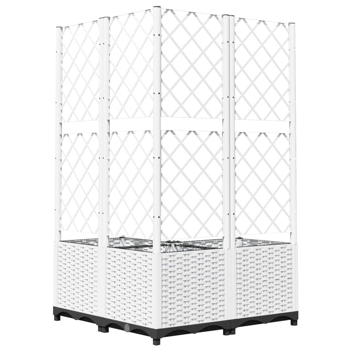 Plantenbak met latwerk 80x80x136 cm polypropeen wit