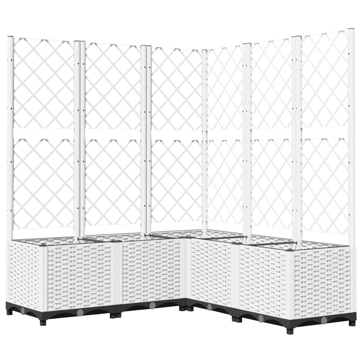 Plantenbak met latwerk 120x120x136 cm polypropeen wit