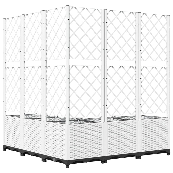 Plantenbak met latwerk 120x120x136 cm polypropeen wit