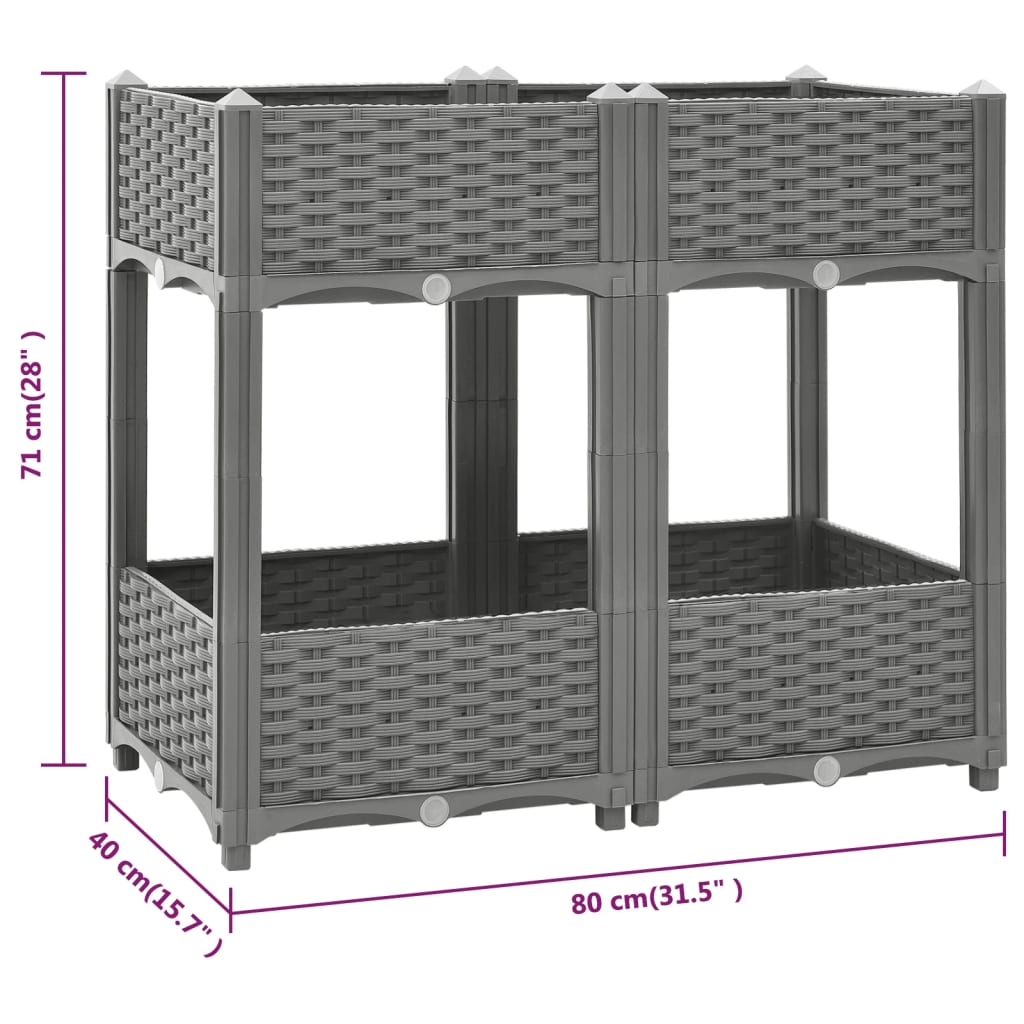 Plantenbak verhoogd 80x40x71 cm polypropeen