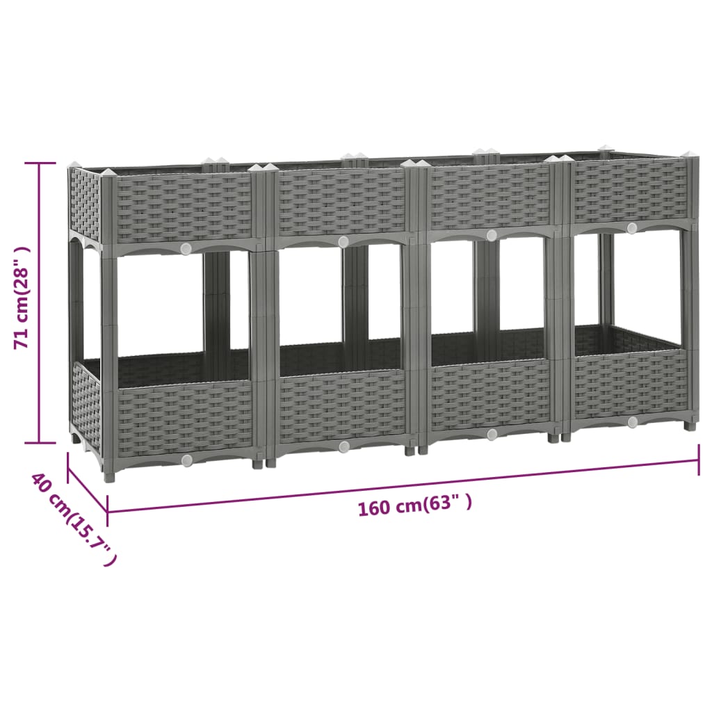 Plantenbak verhoogd 160x40x71 cm polypropeen