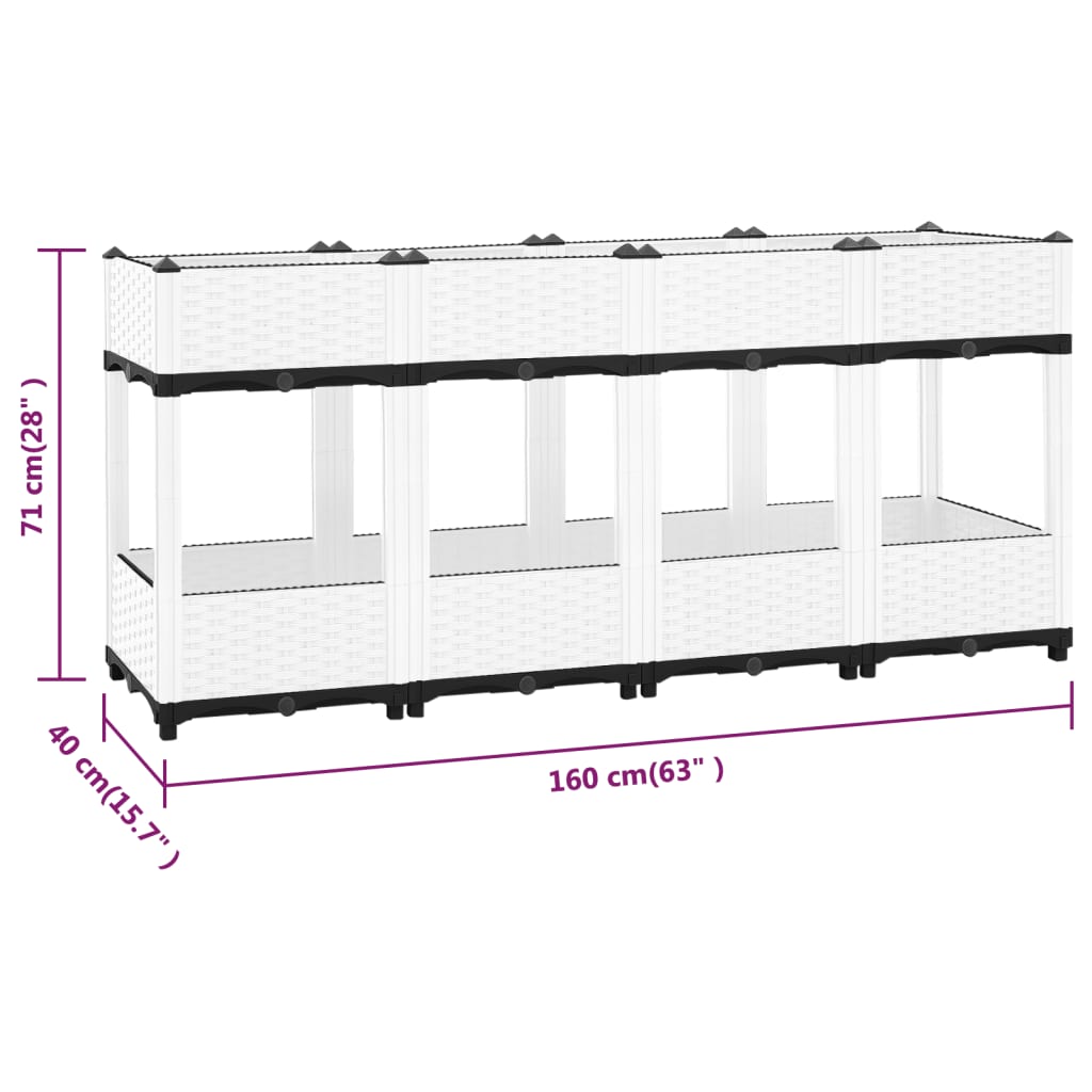 Plantenbak verhoogd 160x40x71 cm polypropeen