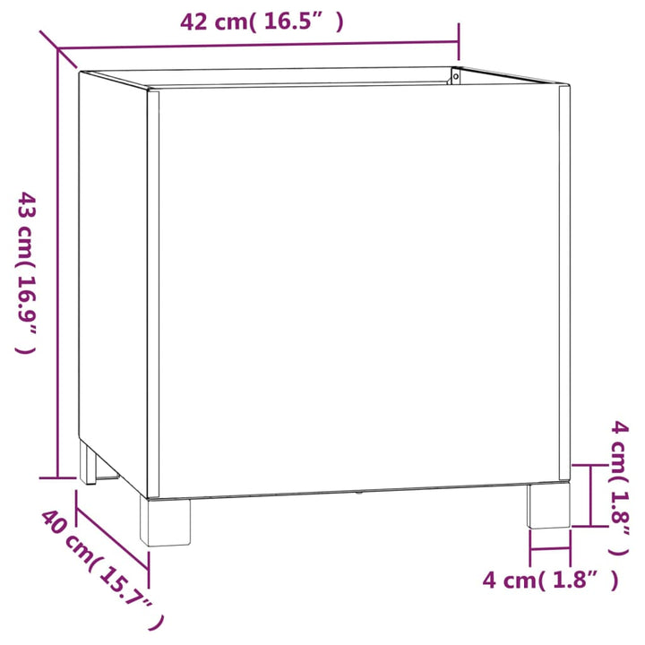 Plantenbak met poten roestig 42x40x43 cm cortenstaal