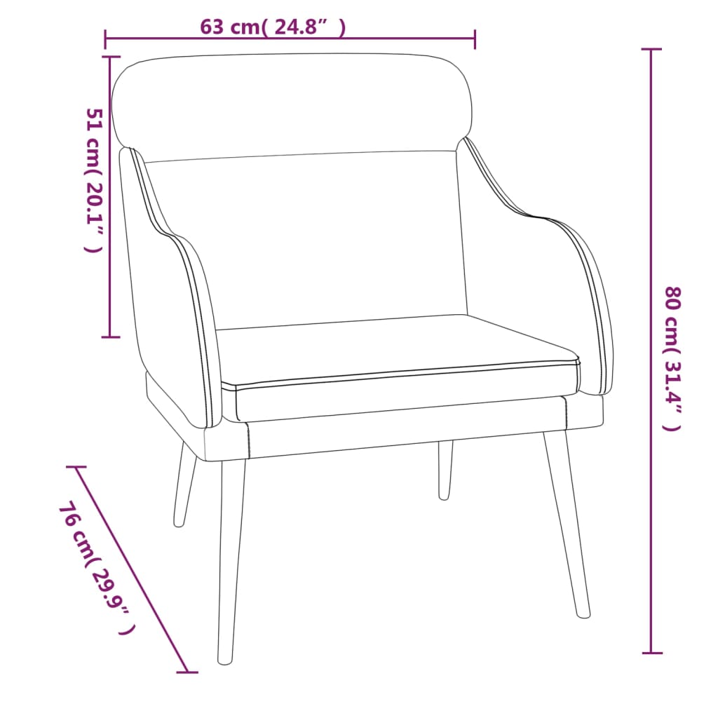 Fauteuil 63x76x80 cm fluweel roze