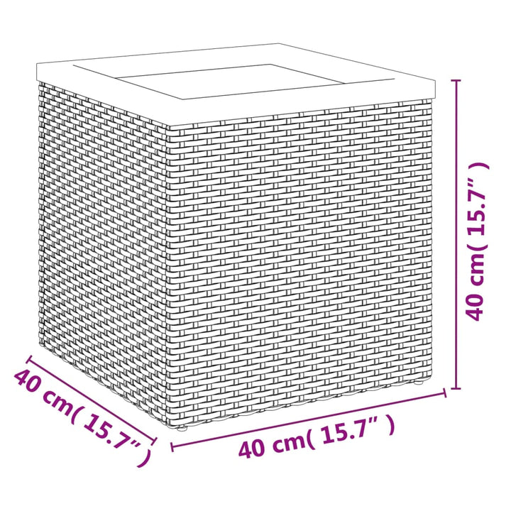 Plantenbak 40x40x40 cm poly rattan zwart