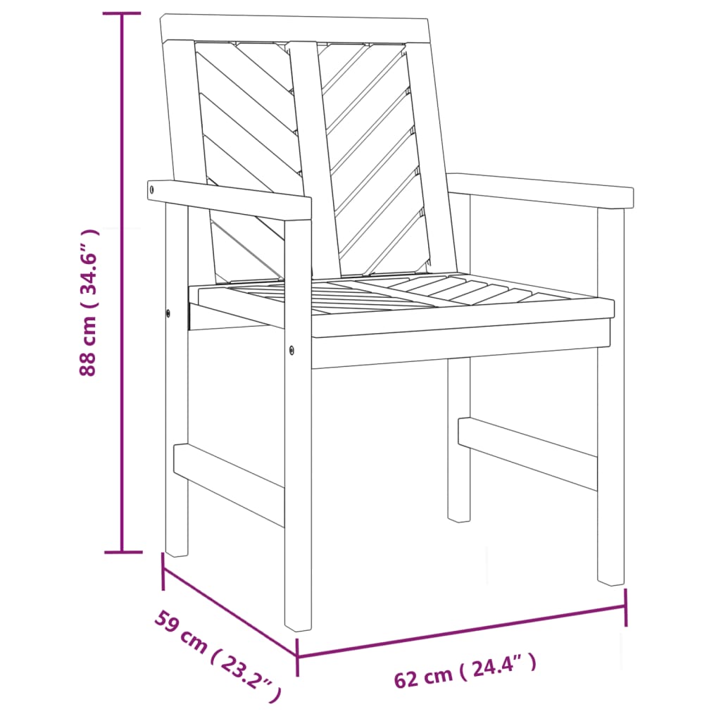 Tuinstoelen 2 st massief acaciahout