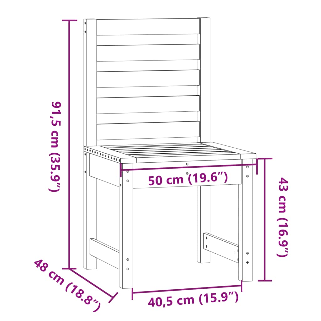 Tuinstoelen 2 st 50x48x91,5 cm massief douglashout