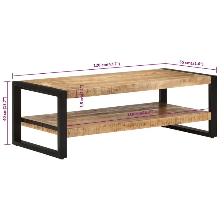 Salontafel 120x55x40 cm massief mangohout