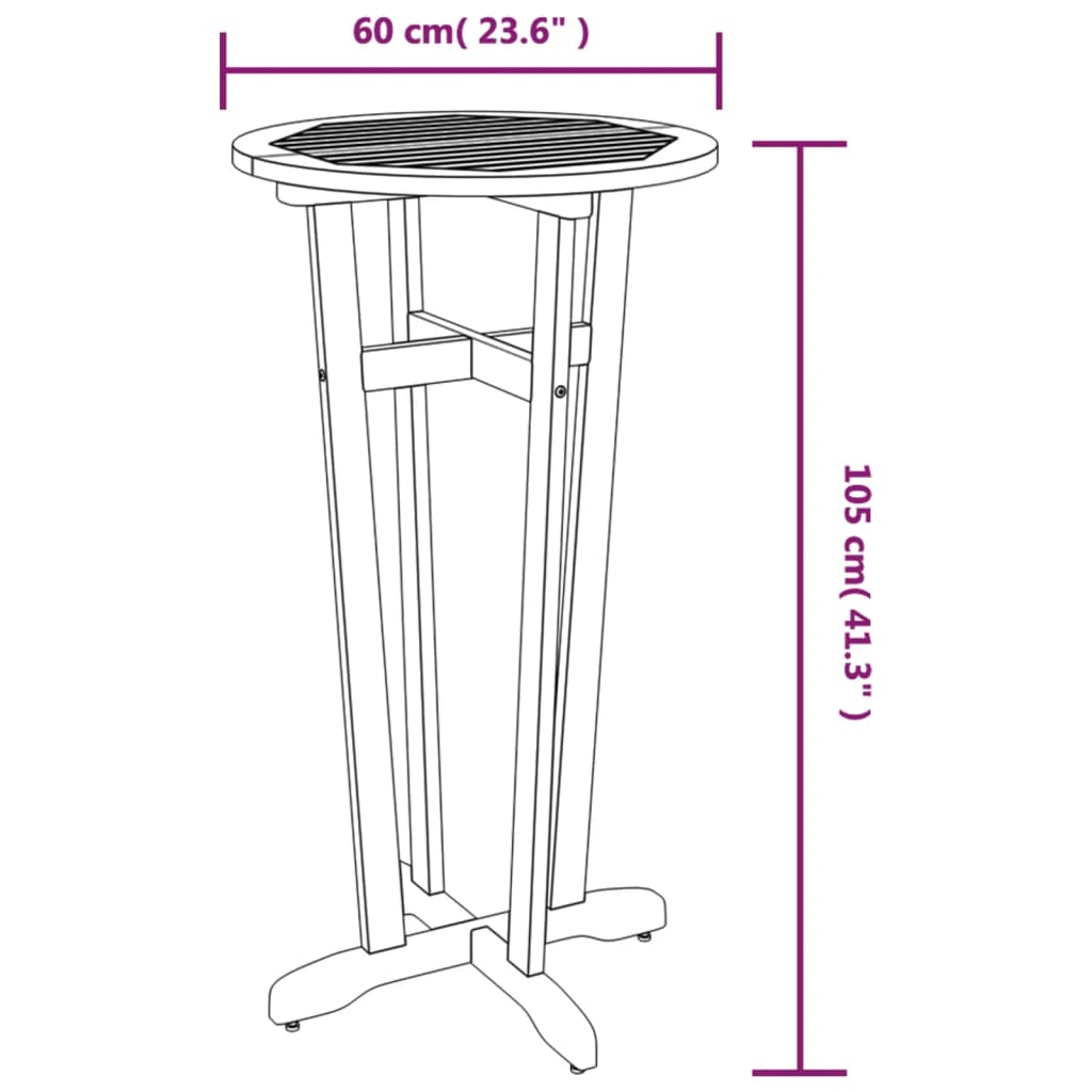 Tuinbartafel ø 60x105 cm massief acaciahout