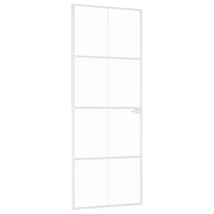 Binnendeur 76x201,5 cm gehard glas en aluminium smal wit