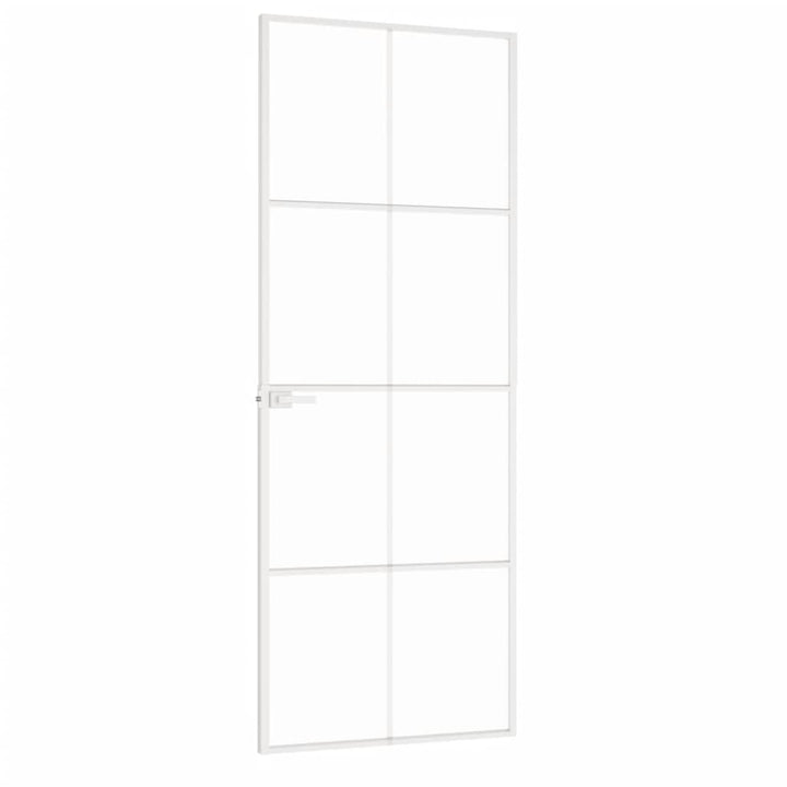 Binnendeur 76x201,5 cm gehard glas en aluminium smal wit