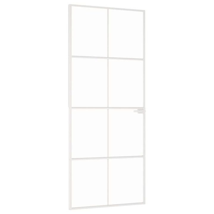 Binnendeur 83x201,5 cm gehard glas en aluminium smal wit