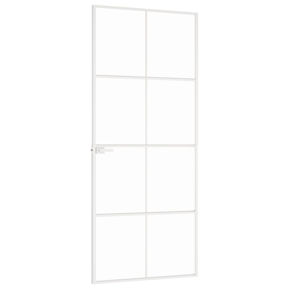 Binnendeur 83x201,5 cm gehard glas en aluminium smal wit