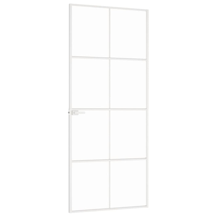 Binnendeur 83x201,5 cm gehard glas en aluminium smal wit