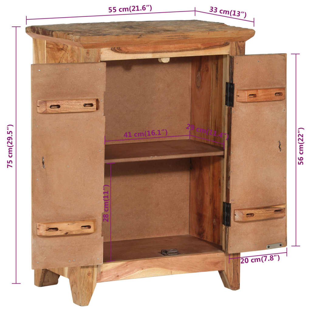 Dressoir 55x33x75 cm massief acaciahout en gerecycled hout