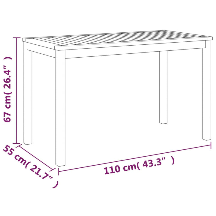 Tuintafel 110x55x67 cm massief acaciahout