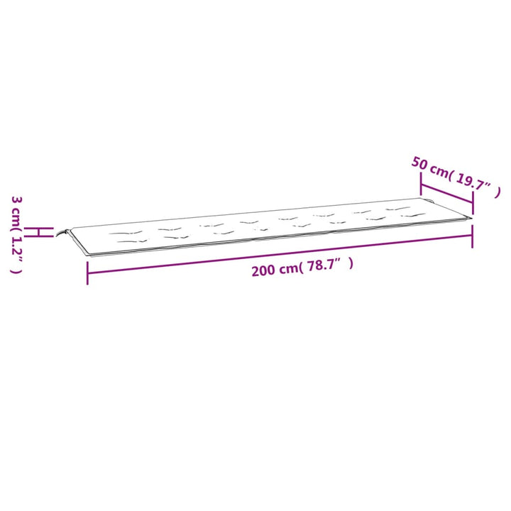 Tuinbankkussen 200x50x3 cm stof roze