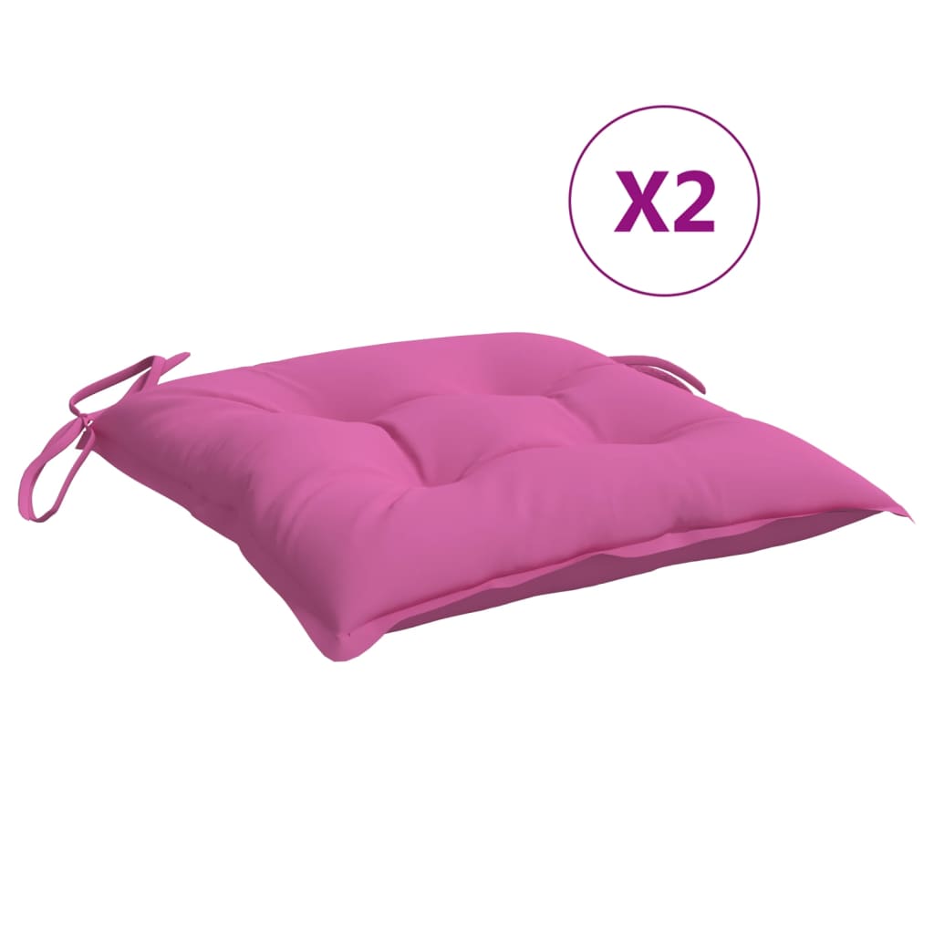 Stoelkussens 2 st 40x40x7 cm stof roze