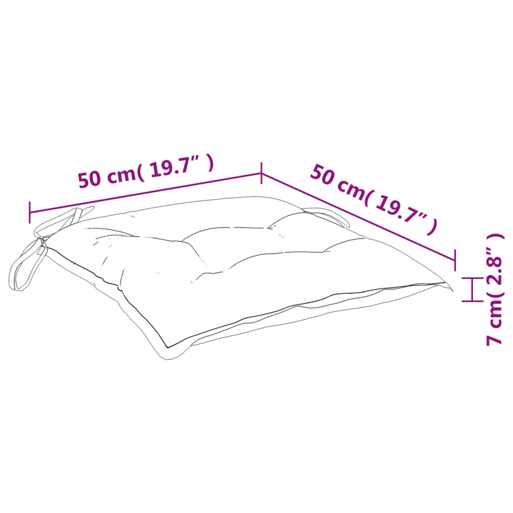 Stoelkussens 2 st bladpatroon 50x50x7 cm stof