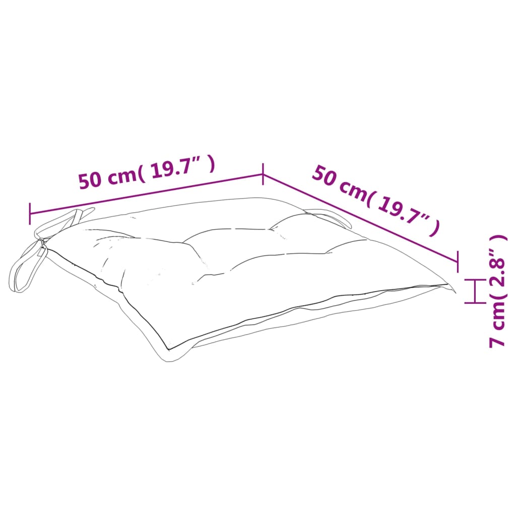 Stoelkussens 2 st bladpatroon 50x50x7 cm stof