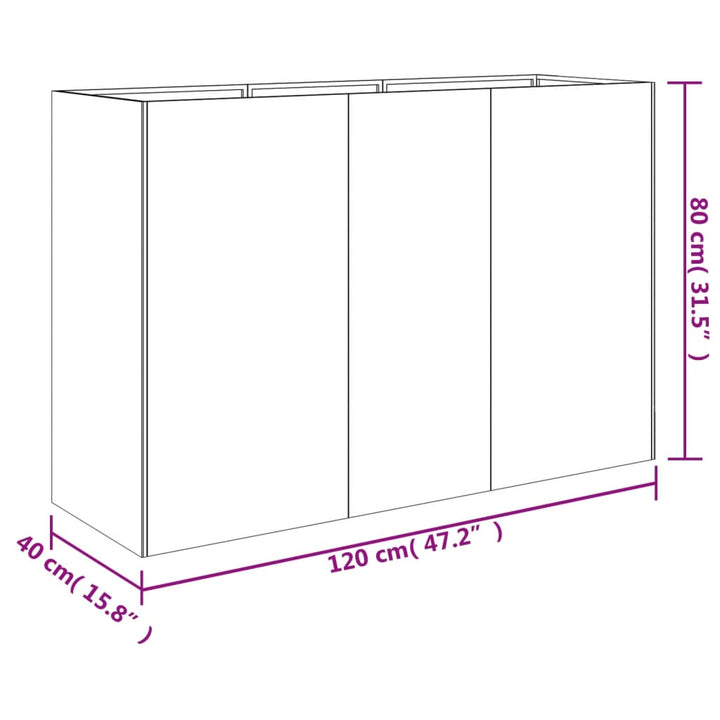 Plantenbak bedacht 120x40x80 cm cortenstaal