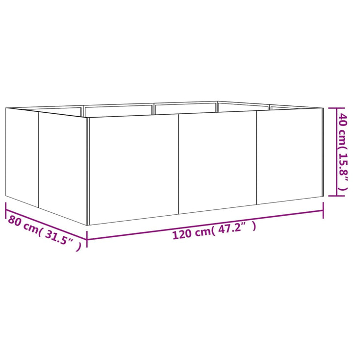 Plantenbak bedacht 120x80x40 cm cortenstaal