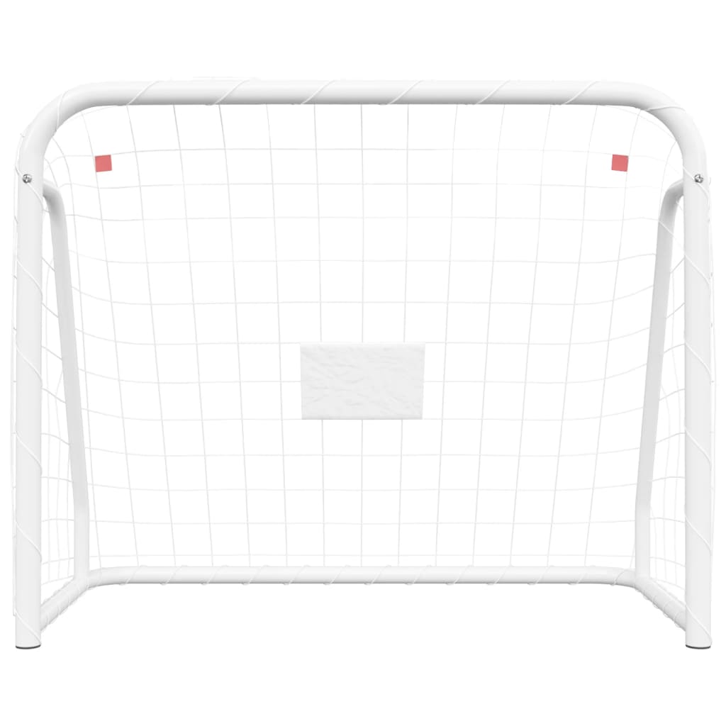 Voetbaldoel met net 125x96x60 cm staal en polyester wit