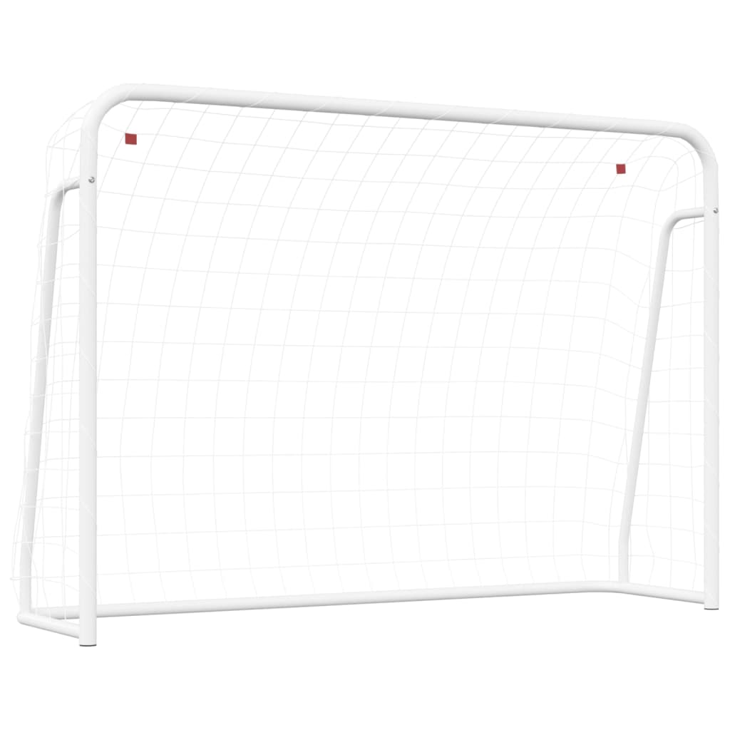 Voetbaldoel met net 214x75x152 cm staal en polyester wit