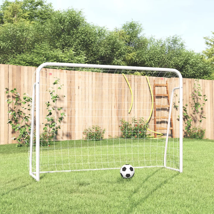 Voetbaldoel met net 214x75x152 cm staal en polyester wit