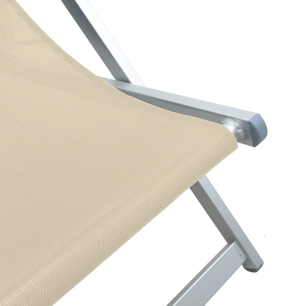 Strandstoelen inklapbaar 2 st aluminium en textileen crèmekleur