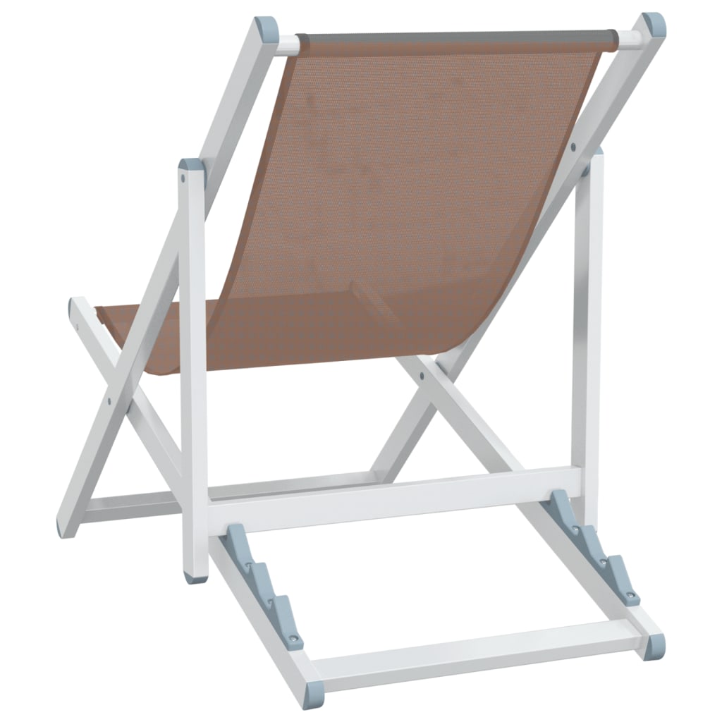 Strandstoelen inklapbaar 2 st aluminium en textileen bruin